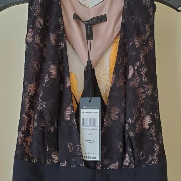 BCBGMAXAZRIA Black Lace Serafina Jumpsuit SZ 2 - Picture 7 of 11